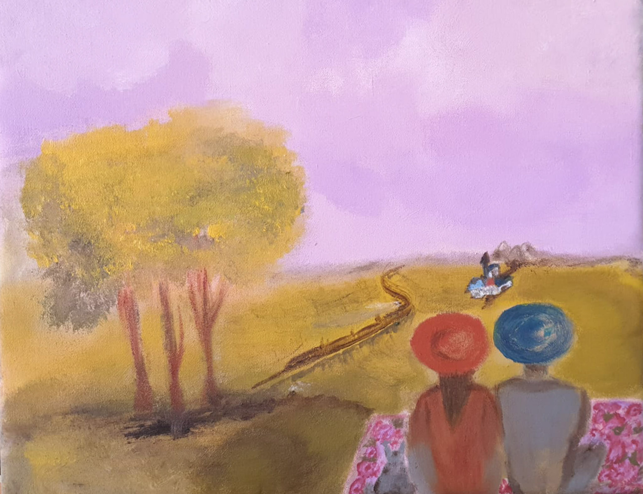 Landschaft mit Paar und Baum